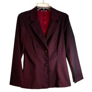 Burgundy 2-Button Blazer, Light Shoulder Pads & Back Center Vent, Size S